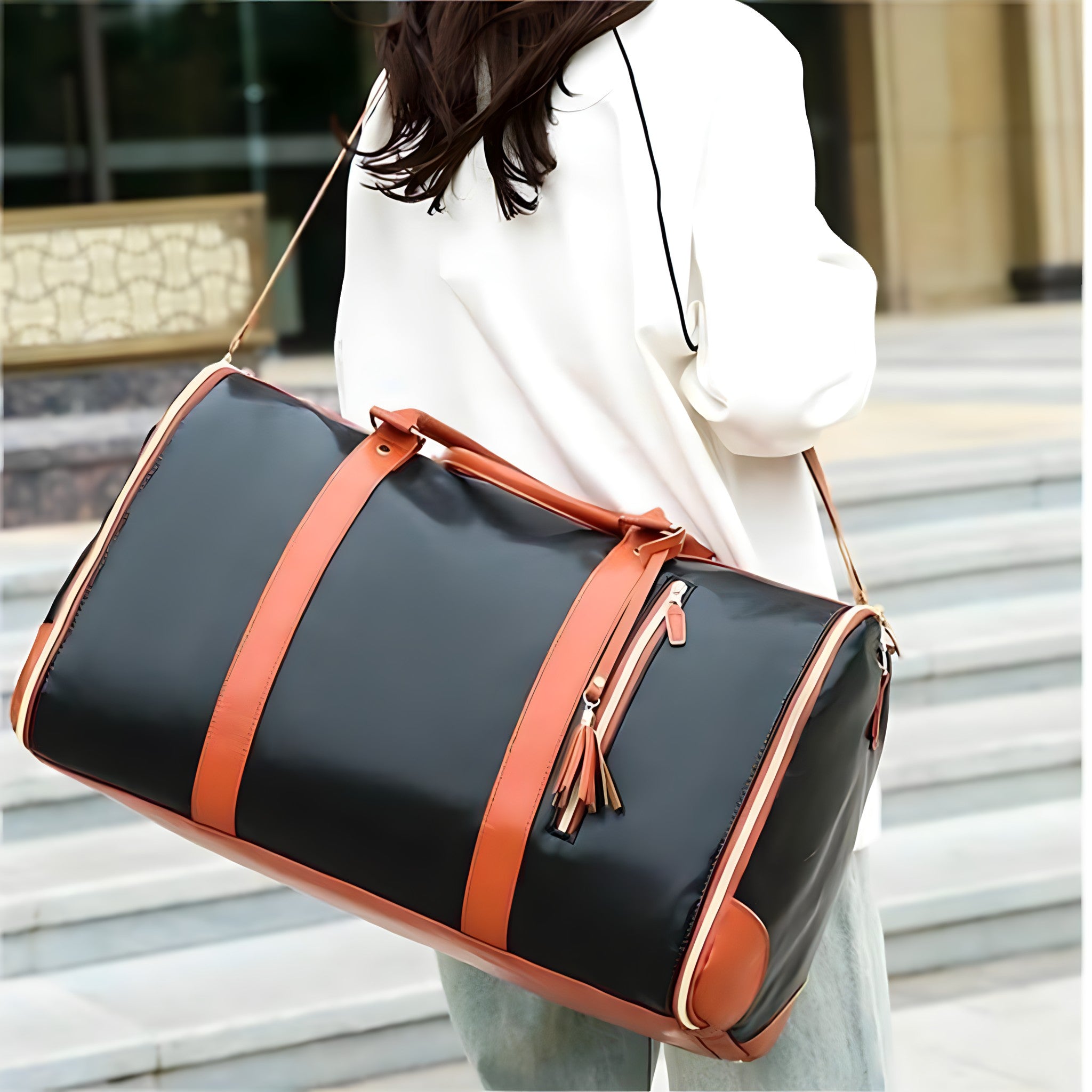 Foldable PU Leather Women's Travel Duffel Bag