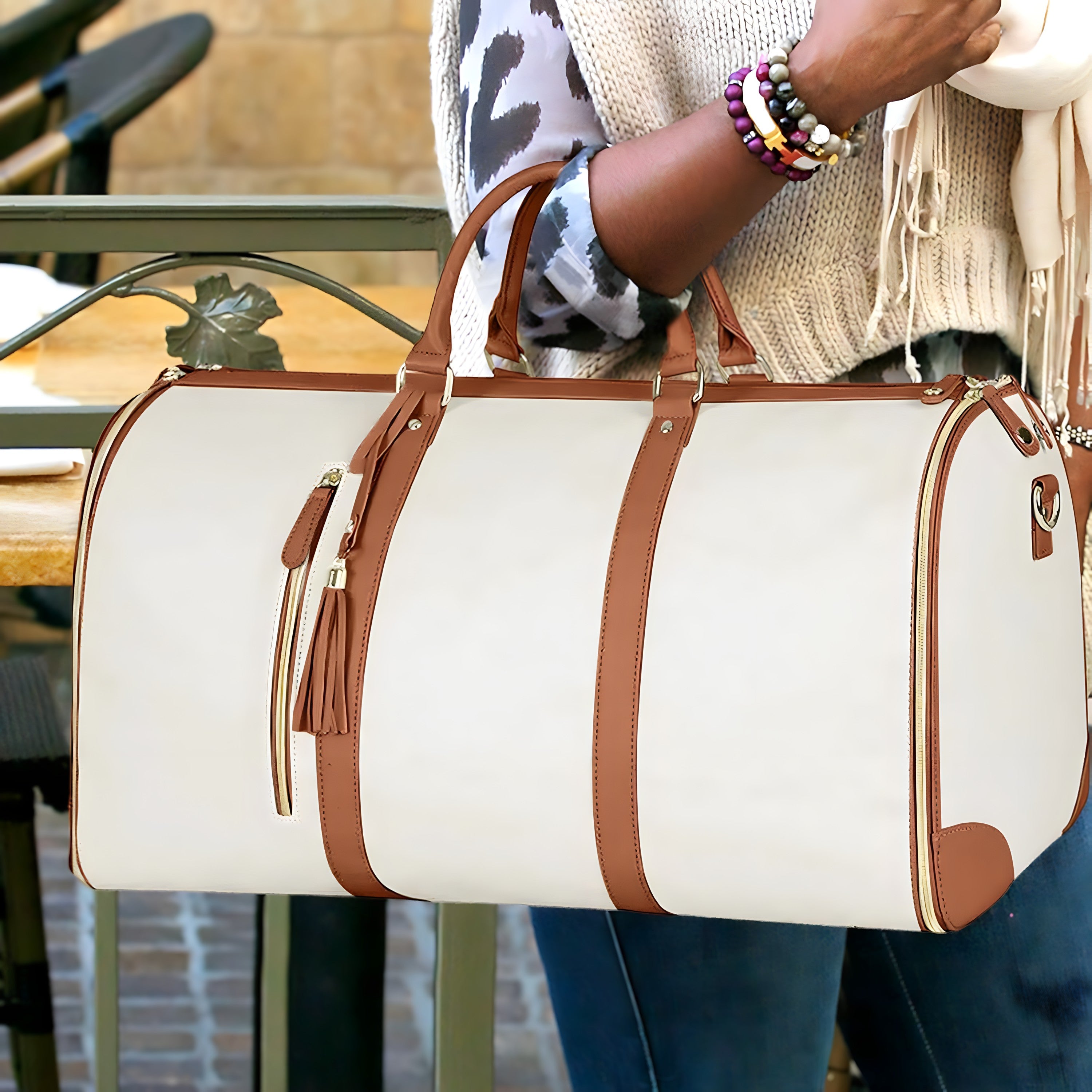 Foldable PU Leather Women's Travel Duffel Bag